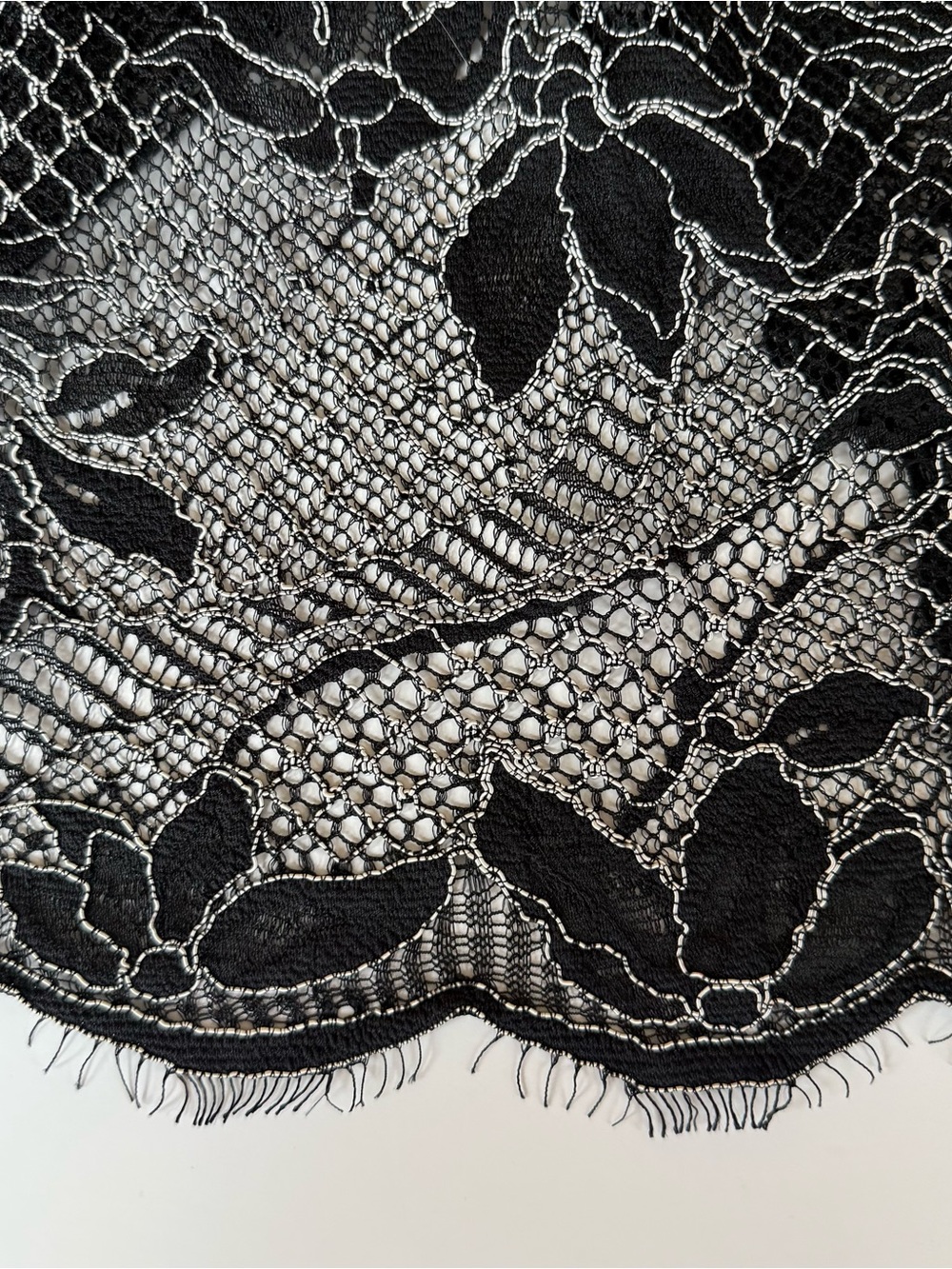 Zara Black Lace Intimate Top with Scalloped Hem
